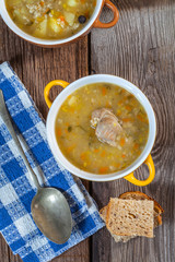 Soup with buckwheat and vegetables.