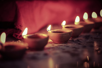 traditional diwali lamps