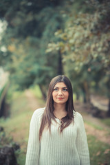 young beautiful brunette woman girl