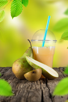 Fresh healthy pear juice