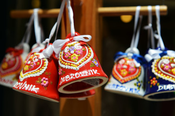 Beautiful hand bells as souvenirs in Dubrovnik, Croatia