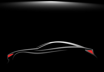 Gece ışıklar altında parlayan otomobil