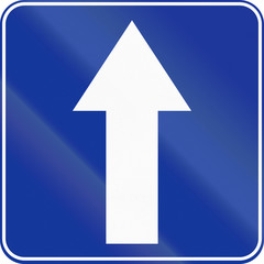 Polish traffic sign: One-way traffic