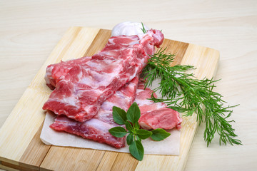 Raw pork ribs