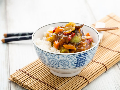 Rice with sweet and sour vegetables - Reis mit süß-sauren Gem