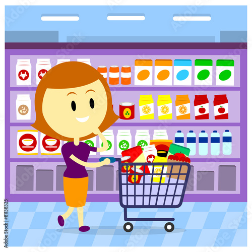 "Woman Grocery Shopping" Stock image and royalty-free vector files on