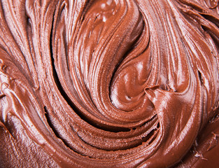 Liquid chocolate texture close up view