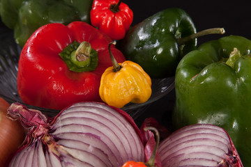 Onion and peppers