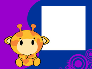 cute baby giraffe picture frame cartoon background