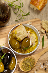 Obraz na płótnie Canvas Bread with Olive Oil. Selective and soft focus.