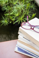 Books and eyeglasses