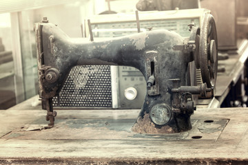 Retro old sewing machine