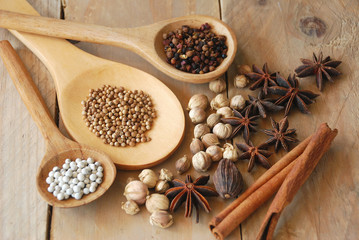various spices for chinese food boiled