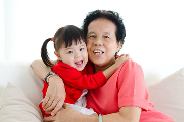 Portrait of asian senior woman and grandchild