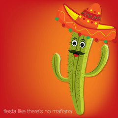 Cactus character card in vector format.