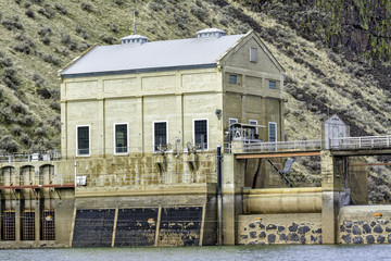 Old building that is part of a diversion dam near Boise