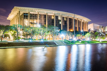 The Music Center at night, in downtown Los Angeles, California.