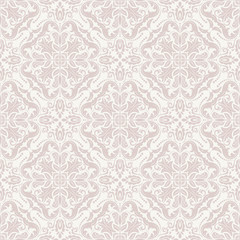 Damask Seamless  Pattern. Orient Pink Background