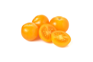 yellow plum tomato on white background