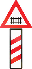 Austrian countdown marker announcing a manned or barrier level crossing in 240 m distance