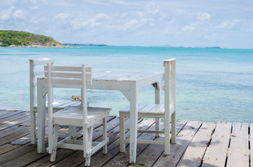 Wood dock White chair and table