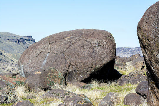 Large brown bolders in Idaho nature