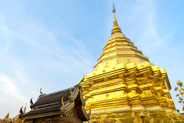 Golden Pagoda in Wat Phra That Doi Suthep is attractive landmark