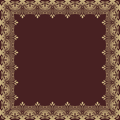 Floral  Frame. Abstract Golden Ornament