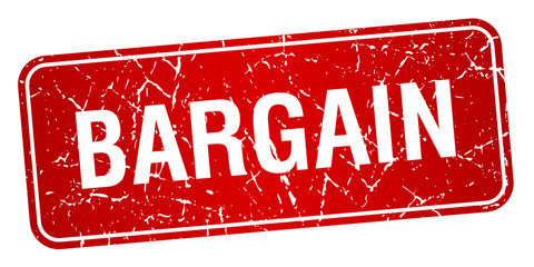 bargain red square grunge textured isolated stamp