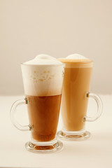 two tall glass coffee latte