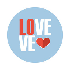 Love Text over blue background with heart.