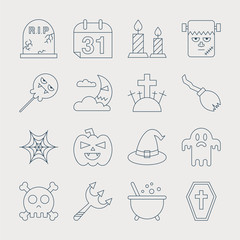 Halloween line icon set