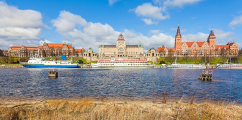 Szczecin City by the Odra river, Poland - obrazy, fototapety, plakaty