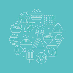 food line icon circle set