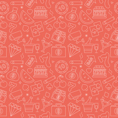 Casino line icon pattern set