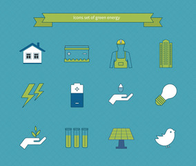 Power energy, eco friendly icons
