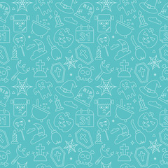 Halloween line icon pattern set