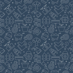 gardening line icon pattern set