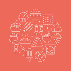 food line icon circle set
