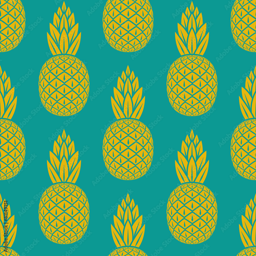 Canvas Prints pineapple tropical fruit seamless pattern