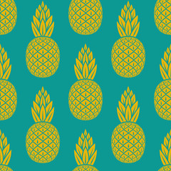 pineapple tropical fruit seamless pattern