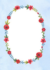 Watercolor floral frame. Perfect for greeting card or invitation