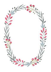 Watercolor floral frame. Perfect for greeting card or invitation