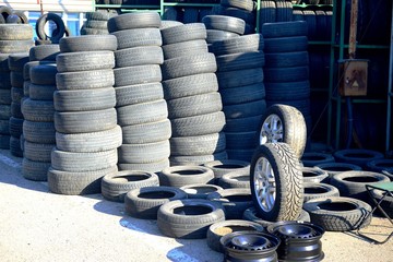 Market of second hand used tyres in Vilnius city
