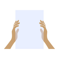 Obraz premium Hands Holding Blank Paper on White Background. Vector