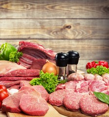 Meat. Assorted raw meats