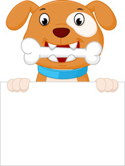 Happy dog cartoon with bone