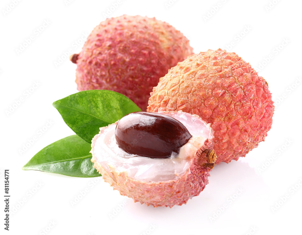 Poster lychee with leaf