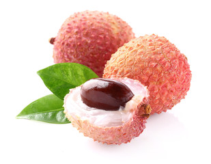 Lychee with leaf