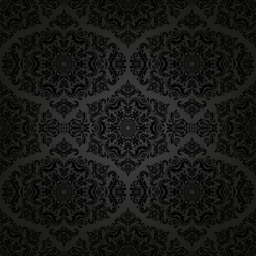 Damask Seamless  Pattern. Orient Dark Background
